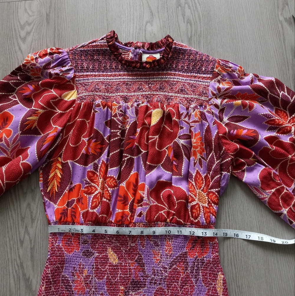 Farm Rio Sweet Floral Long Sleeve Mini Dress L - Picture 12 of 16
